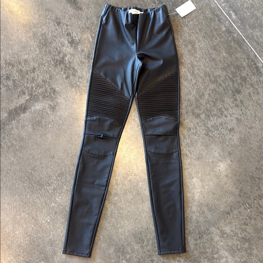 Good American Black Faux Leather Leggings